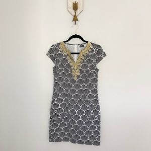 Mud Pie Dress with Black Seashells and Gold Accent
